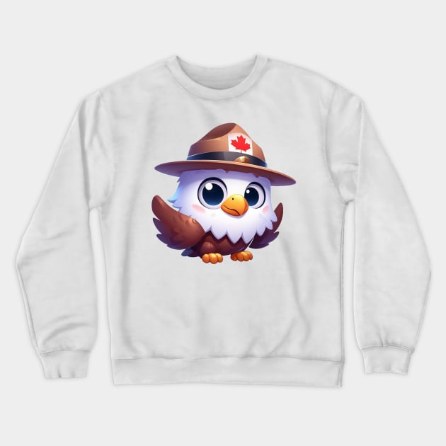 Cute Canadian Mountie Eagle Illustration Crewneck Sweatshirt by Dmytro